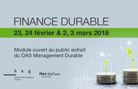 Envie de vous former en finance durable? 23-24 février et 2-3 mars 2018